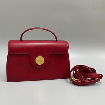 GIVENCHY Calf Leather Genuine 2way Handbag Mini Shoulder Bag Pochette Red 13137