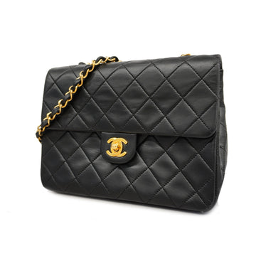 Chanel Matelasse Single Chain Women's Leather Shoulder Bag Black