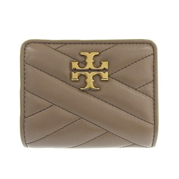 TORY BURCH leather round folio wallet brown