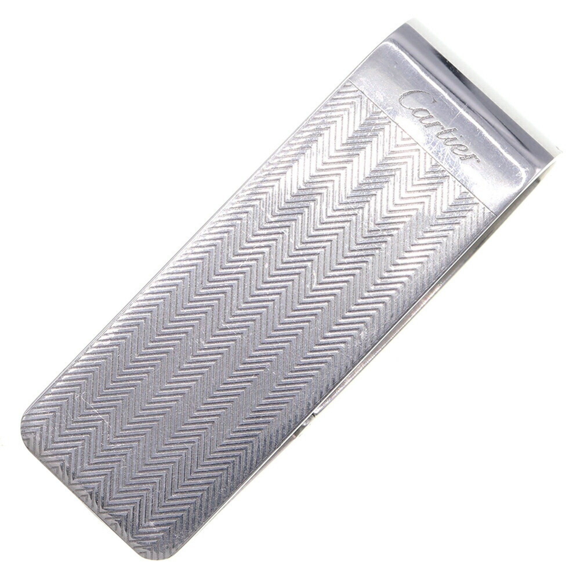 CARTIER Money Clip Chevron Silver Stainless Steel Bill Men s