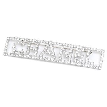 Chanel Brooch Logo Rhinestone Silver B18S