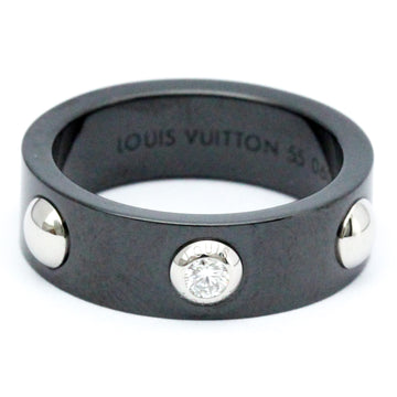 LOUIS VUITTON Petite Berg Crew Ring Ceramic,Platinum Fashion Diamond Band Ring Black,Silver