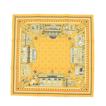 HERMES Carre 55 Bandana Paris Station Miel/Caramel/Noir Silk 100%