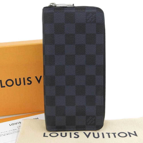 LOUIS VUITTON Damier Cobalt Camouflage Zippy Wallet Vertical Blue 736600