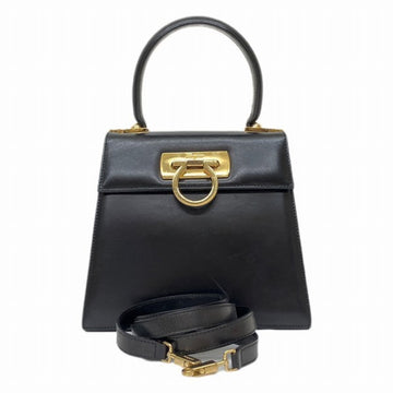 SALVATORE FERRAGAMO Ferragamo Gancini AQ212193 2way black bag shoulder ladies