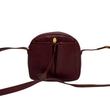 CARTIER Vintage Mustline Logo Hardware Leather Genuine Shoulder Bag Crossbody Bordeaux