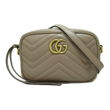 GUCCI GG Marmont Quilting Small Shoulder Bag Beige leather 448065 204991