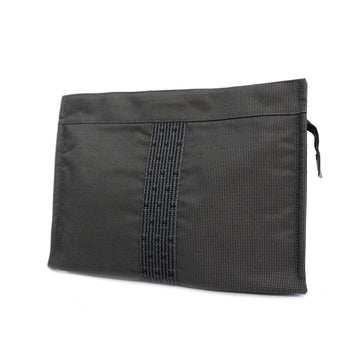 HERMESAuth  Her Line Pouch MM Women's Canvas Pouch Black