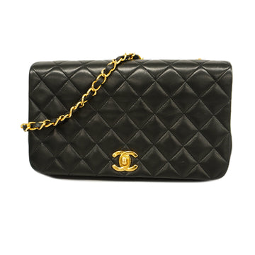 CHANELAuth  Matelasse Chain Shoulder Lambskin Women's Leather Black