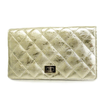 CHANEL long wallet 2.55 leather gold silver hardware ladies