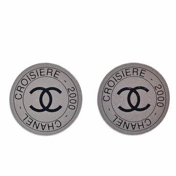 CHANEL Coco Mark Round Earrings Silver Women's