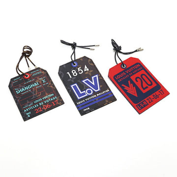 LOUIS VUITTON name tag 3-piece set monogram brown red blue