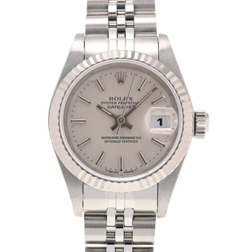 Rolex Datejust 69174 Ladies SS WG Watch Automatic Winding Silver Dial