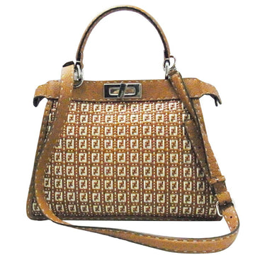 FENDI Handbag Shoulder Bag Selleria Peekaboo Leather Brown x Ivory Women's 8BN321-AF2Y