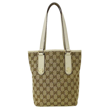 Gucci Women's Tote Bag Handbag GG Canvas Leather Brown Beige Ivory 153361