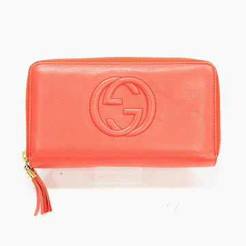 GUCCI Soho Interlocking G Long Wallet 308280 0416 Round Leather Orange Red Tassel