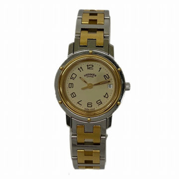 HERMES Clipper CL3.240 quartz white dial watch ladies