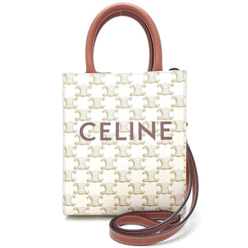 CELINE Mini Vertical Cover 194372BZK.01BC Shoulder Bag Triomphe Calf Ivory Brown 350803