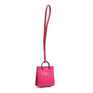 HERMES Charm Sac Orange Leather Magenta Unisex