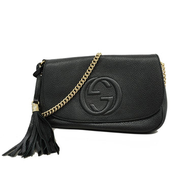 Gucci Shoulder Bag Soho 536224 Leather Black Gold Metal