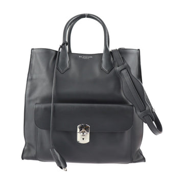 BALENCIAGA Padlock All Afternoon Handbag 293861 Black Silver Hardware 2WAY Shoulder Bag Tote