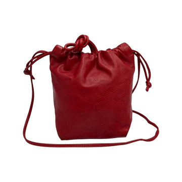 LOEWE Anagram Logo Nappa Leather Genuine Drawstring Mini Shoulder Bag Pochette Sacoche Red