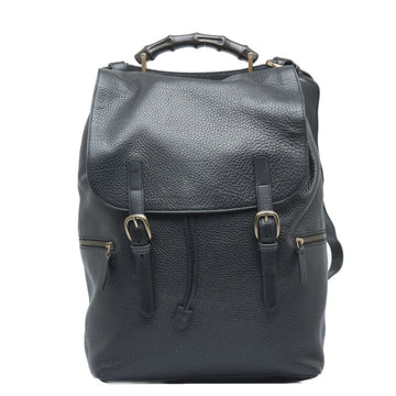 GUCCI Bamboo Rucksack Backpack 325785 Black Leather Men's