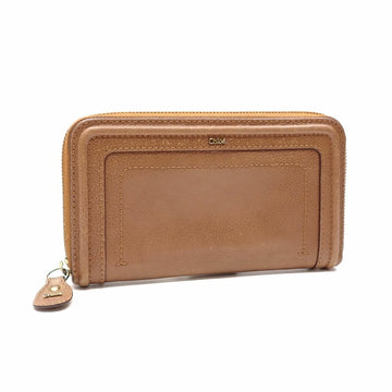 CHLOE  round long wallet ladies brown leather