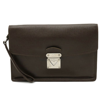 LOUIS VUITTON Taiga Veraia Second Bag Handbag Clutch Leather Grizzly Brown Dark M32598