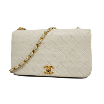 Chanel Matelasse Single Chain Women's Leather Shoulder Bag White