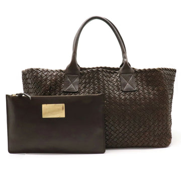 Bottega Veneta intrecciato cover MM tote bag leather dark brown tea 115664