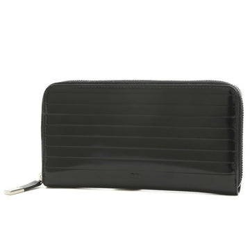 DIOR HOMME Border Embossed Round Long Wallet Leather Black