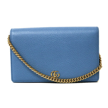 Gucci Shoulder Bag Mini Chain GG Marmont Blue Ladies