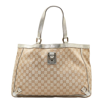 GUCCI GG Canvas Abbey Tote Bag 141472 Beige Leather Ladies