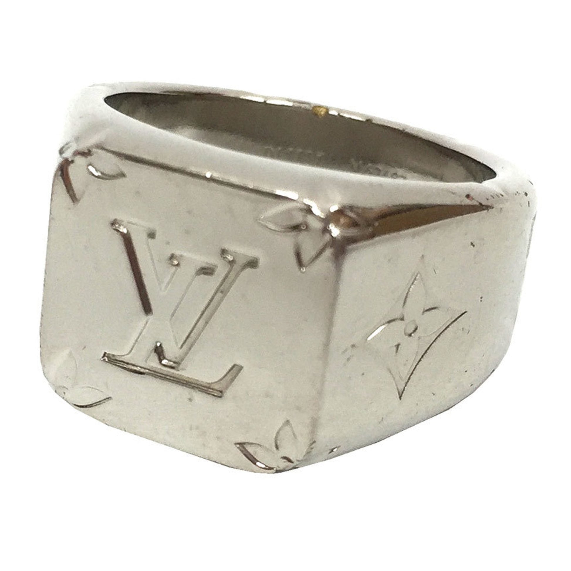 Louis Vuitton Monogram Mens Rings, Silver, M