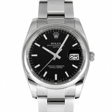 ROLEX Oyster Perpetual Date 115200 Bright Black Dial Watch