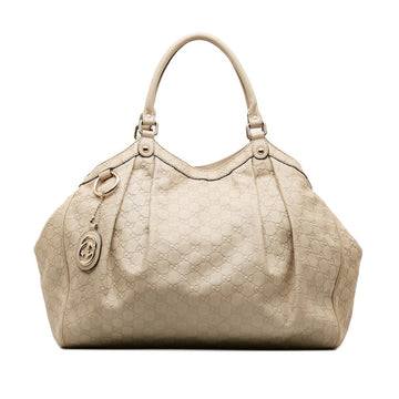 GUCCI GG Shima Sookie Handbag 211943 Ivory Beige Leather Women's