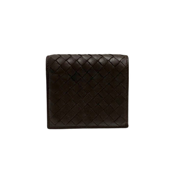 BOTTEGA VENETA Intrecciato Leather Genuine Bifold Wallet Mini Brown