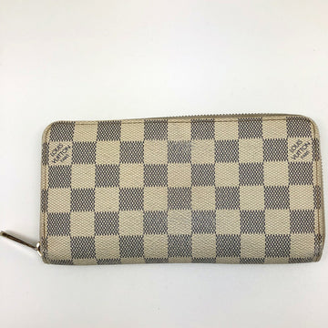 LOUIS VUITTON Zippy Wallet N60019 Damier Azur Round Zipper Long Women's Men's Made in Spain White