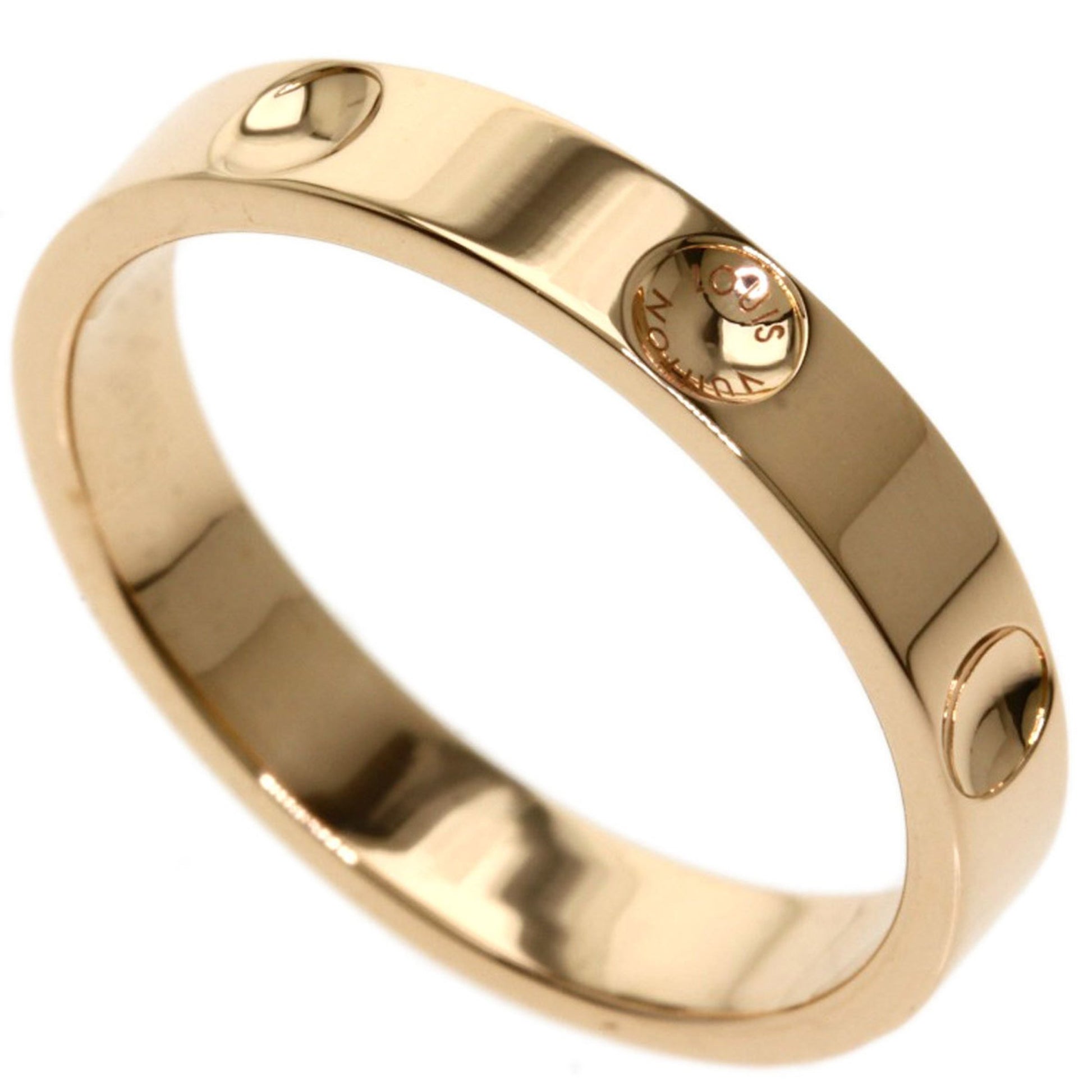 LOUIS VUITTON Q9A03A Petit Berg Amplant 18K Rose Gold Ring Size #55 US #8.0  Rare