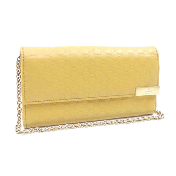 GUCCI Chain Wallet Micro sima Women's Yellow Leather 269541 Long