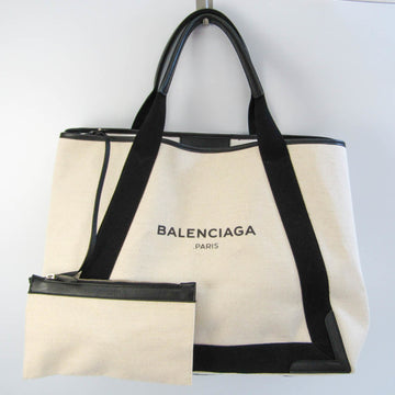 BALENCIAGA Navy Cabas M 339936 Men,Women Canvas,Leather Tote Bag Beige,Black