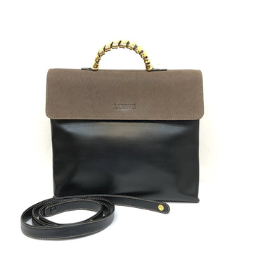 Loewe Handbag Velazquez 2WAY Brown Black One Shoulder Bag Semi-Shoulder Logo Embossed Leather Suede Made in Spain Women's ITQVUUWDTNTA RLV2546M