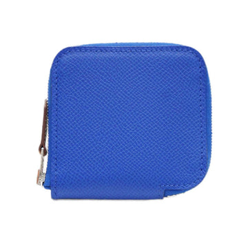 HERMES Azap Silk-in Coin Case Blue Royale Epson U Engraved Purse Men's Women's