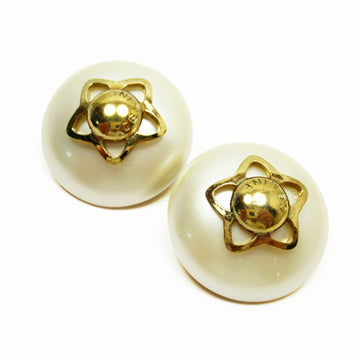 Celine Earrings Pearl White Gold Plastic