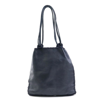 PRADA Handbag Leather/Cotton Black/Navy Ladies