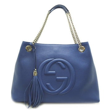 GUCCI Soho Chain Tote Women's Shoulder Bag 536196 Leather Blue