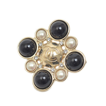 Chanel Cocomark Brooch Pearl Gold/Black/White B19B
