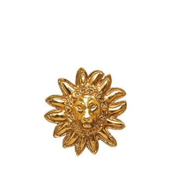 CHANEL Lion Sun Motif Brooch Gold Plated Ladies