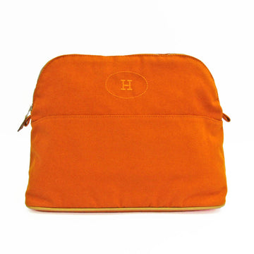 HERMES Bolide Pouch 31 Women,Men Cotton,Leather Pouch Brown,Orange